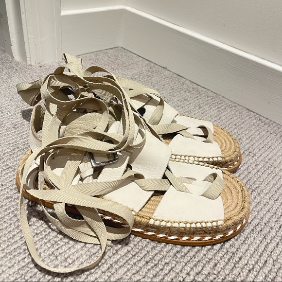 Free People x Matisse Tabi Tie Sandals in Cream - Picture 4 of 8